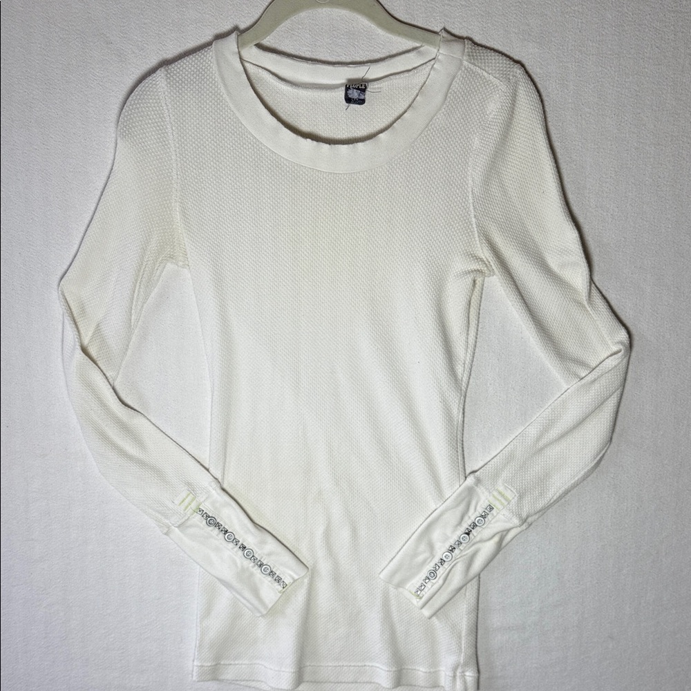 Free People Thermal Moto White Long Sleeve Top